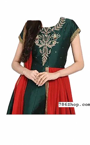  Bottle Green Georgette Suit | Pakistani Dresses in USA- Image 2