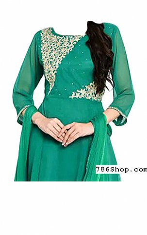 Teal Green Chiffon Suit | Pakistani Dresses in USA
