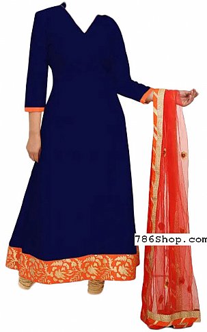  Navy Blue Chiffon Suit | Pakistani Dresses in USA- Image 1