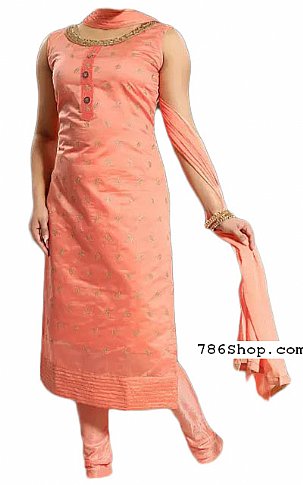  Peach Georgette Suit | Pakistani Dresses in USA- Image 1