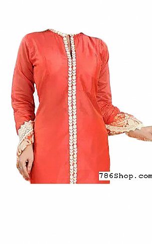  Coral Chiffon Suit | Pakistani Dresses in USA- Image 2