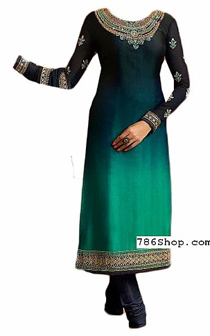  Teal Chiffon Suit | Pakistani Dresses in USA- Image 1