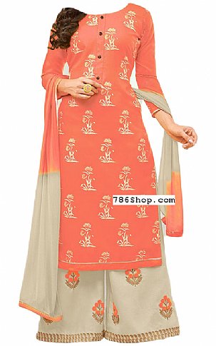 Off-white/Peach Georgette Suit | Pakistani Dresses in USA