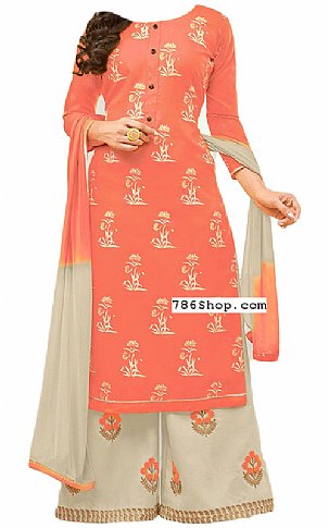  Off-white/Peach Georgette Suit | Pakistani Dresses in USA- Image 1