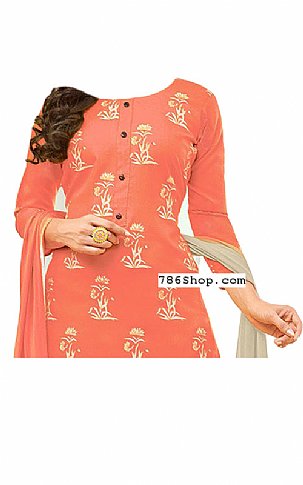  Off-white/Peach Georgette Suit | Pakistani Dresses in USA- Image 2