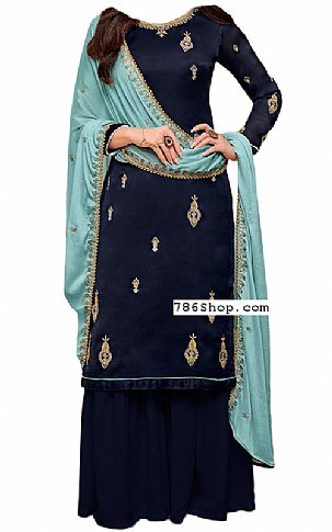  Navy Blue Georgette Suit | Pakistani Dresses in USA- Image 1