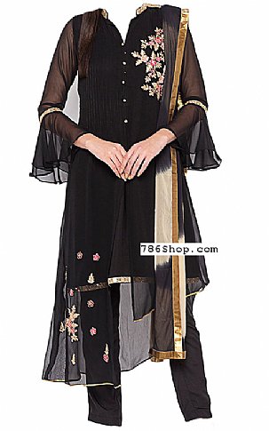  Black Chiffon Suit | Pakistani Dresses in USA- Image 1