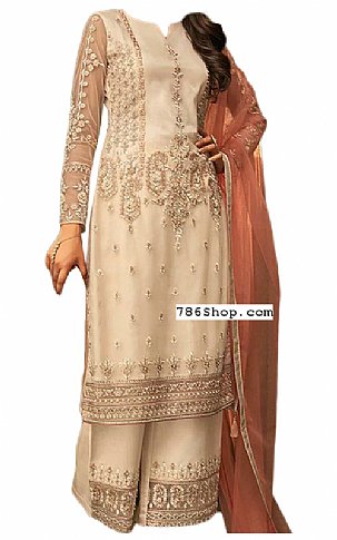  Ivory Chiffon Suit | Pakistani Dresses in USA- Image 1