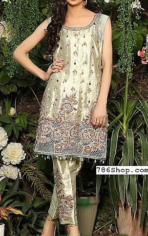  Light Golden Tissue Suit | Pakistani Party Wear Dresses USA- Image 1