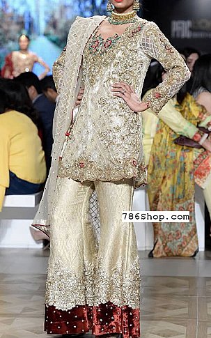  Light Golden Chiffon Suit | Pakistani Dresses in USA- Image 1