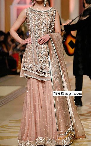  Peach Chiffon Suit | Pakistani Party Wear Dresses USA- Image 1