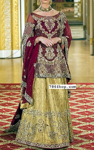  Magenta Chiffon Suit | Pakistani Wedding Dresses- Image 1