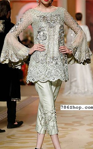  Light Green Chiffon Suit | Pakistani Party Wear Dresses- Image 1