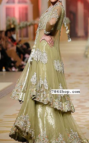  Light Pistachio Net Suit | Pakistani Party Wear Dresses- Image 1