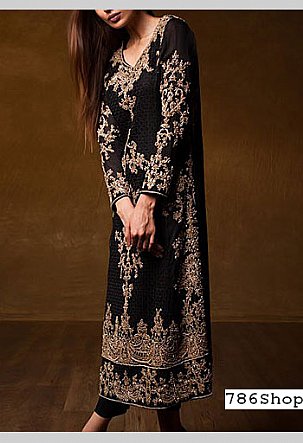  Black Chiffon Suit | Pakistani Party Wear Dresses- Image 1