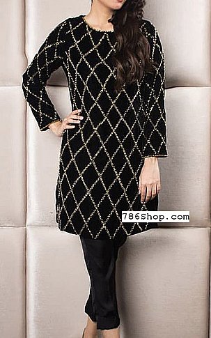  Black Chiffon Suit | Pakistani Party Wear Dresses- Image 1