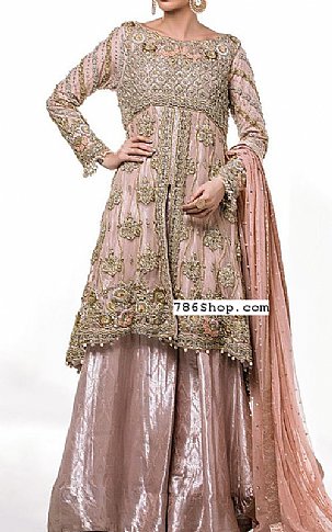  Peach Chiffon Suit | Pakistani Party Wear Dresses- Image 1