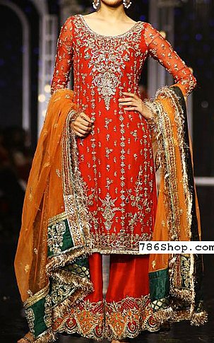  Red Chiffon Suit | Pakistani Party Wear Dresses USA- Image 1