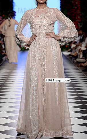  Peach Chiffon  Suit | Pakistani Party Wear Dresses- Image 1