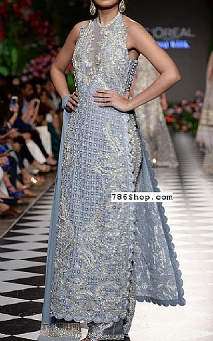  Baby Blue Chiffon Suit | Pakistani Party Wear Dresses- Image 1