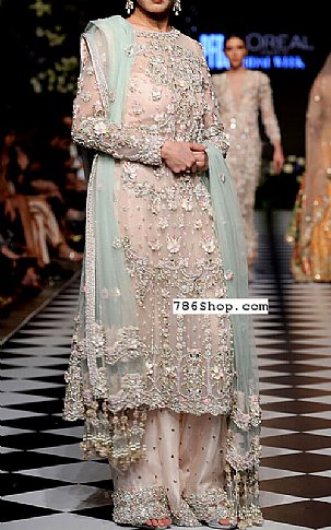  Light Peach Chiffon Suit | Pakistani Party Wear Dresses- Image 1