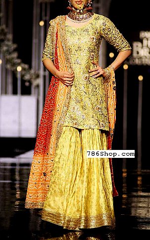  Yellow Chiffon Suit | Pakistani Party Wear Dresses- Image 1