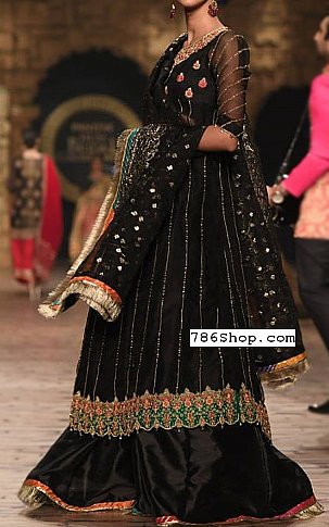  Black Chiffon Suit | Pakistani Party Wear Dresses- Image 1