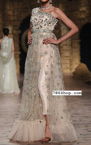  Off-white Chiffon Suit | Pakistani Party Wear Dresses- Image 1