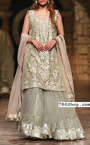  Light Olive Tissue Suit | Pakistani Party Wear Dresses- Image 1