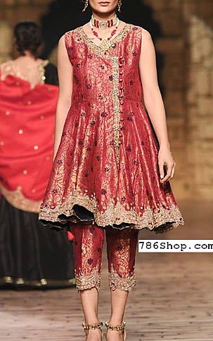  Crimson Jamawar Suit | Pakistani Party Wear Dresses- Image 1