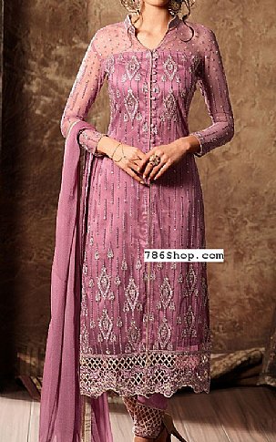  Purple Chiffon Suit | Pakistani Party Wear Dresses- Image 1