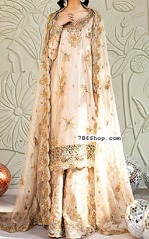  Off-white Chiffon Suit | Pakistani Wedding Dresses- Image 1