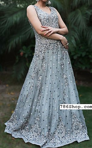  Grey Chiffon Suit | Pakistani Wedding Dresses- Image 1