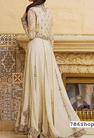  Light Golden Chiffon Suit | Pakistani Wedding Dresses- Image 2