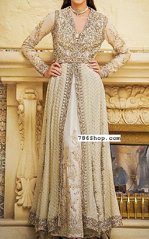  Light Golden Chiffon Suit | Pakistani Wedding Dresses- Image 1