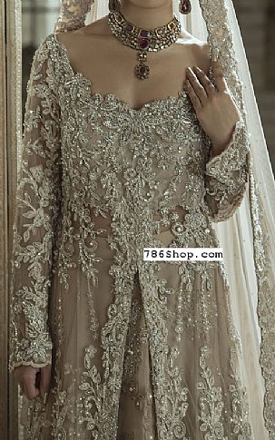  Tan Organza Suit | Pakistani Wedding Dresses- Image 2