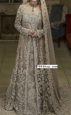  Tan Organza Suit | Pakistani Wedding Dresses- Image 1