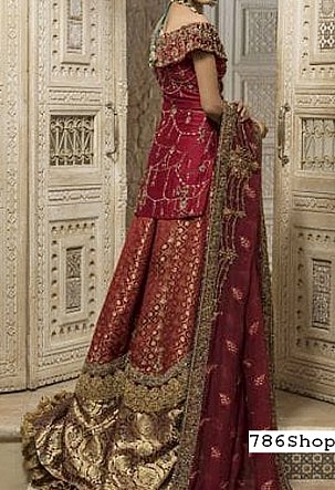 Maroon Silk Chiffon Suit | Pakistani Wedding Dresses USA- Image 2