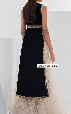  Black Velvet Suit | Pakistani Party Wear Dresses- Image 2