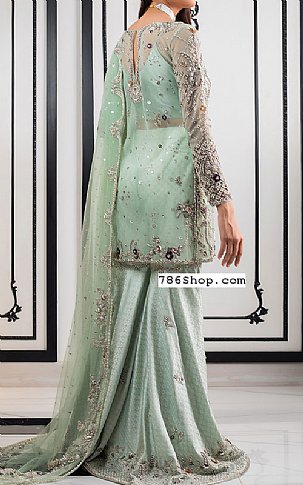  Mint Green Chiffon Suit | Pakistani Wedding Dresses- Image 2