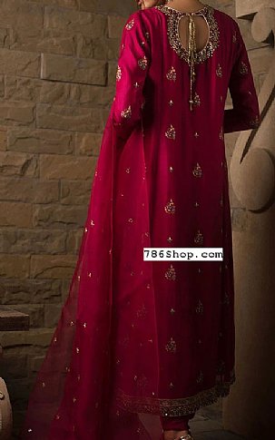  Crimson Chiffon Suit | Pakistani Party Wear Dresses- Image 2