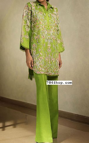 Parrot Green Jacquard Suit | Pakistani Party Wear Dresses