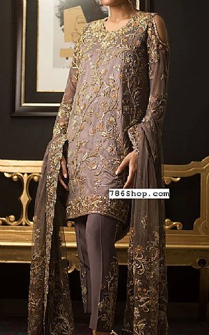  Mauve Chiffon Suit | Pakistani Party Wear Dresses- Image 1