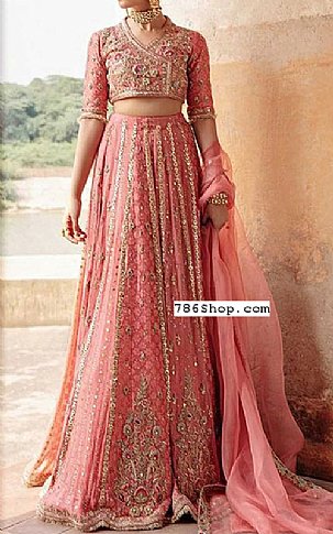  Tea Pink Chiffon Suit | Pakistani Wedding Dresses- Image 1