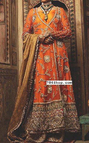  Orange Chiffon Suit | Pakistani Party Wear Dresses- Image 1