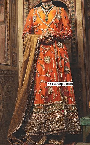  Orange Chiffon Suit | Pakistani Party Wear Dresses USA- Image 1
