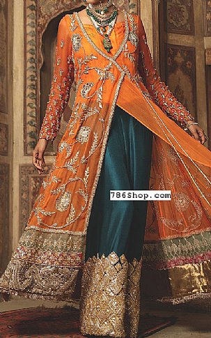  Orange Chiffon Suit | Pakistani Party Wear Dresses- Image 2