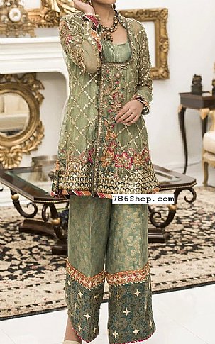  Pistachio Organza Suit | Pakistani Party Wear Dresses USA- Image 1