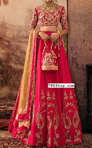  Hot Pink Silk Suit | Pakistani Party Wear Dresses- Image 1