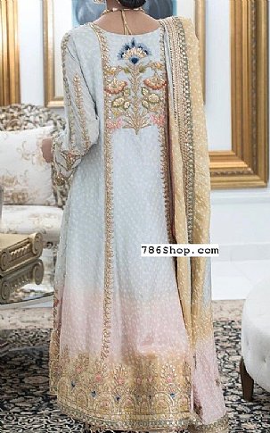  Sky Blue Jamawar Suit | Pakistani Party Wear Dresses USA- Image 2